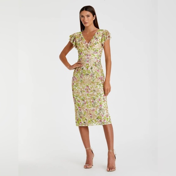 Mac Duggal Dresses & Skirts - NWT Mac Duggal Floral Embellished Flutter Cap Sleeve Dress Sz 12